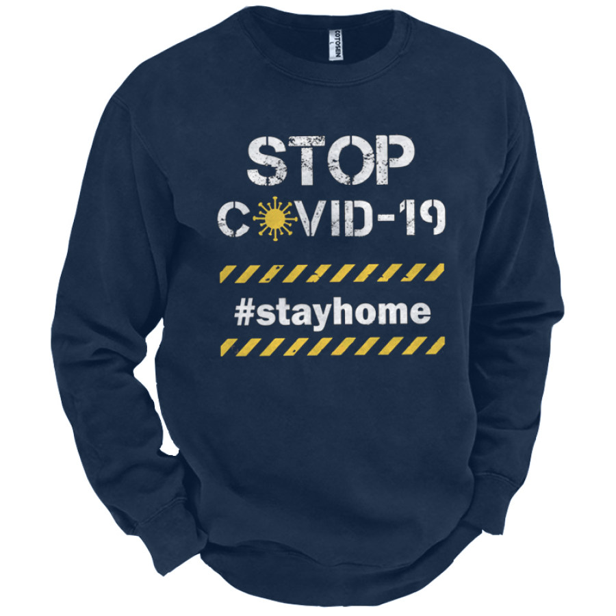 

Stay Home Men's Fun Virus Graphic Print Sweatshirt