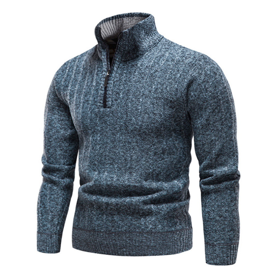 

Men's Thermal Jacquard Knit Zip Turtleneck Sweater