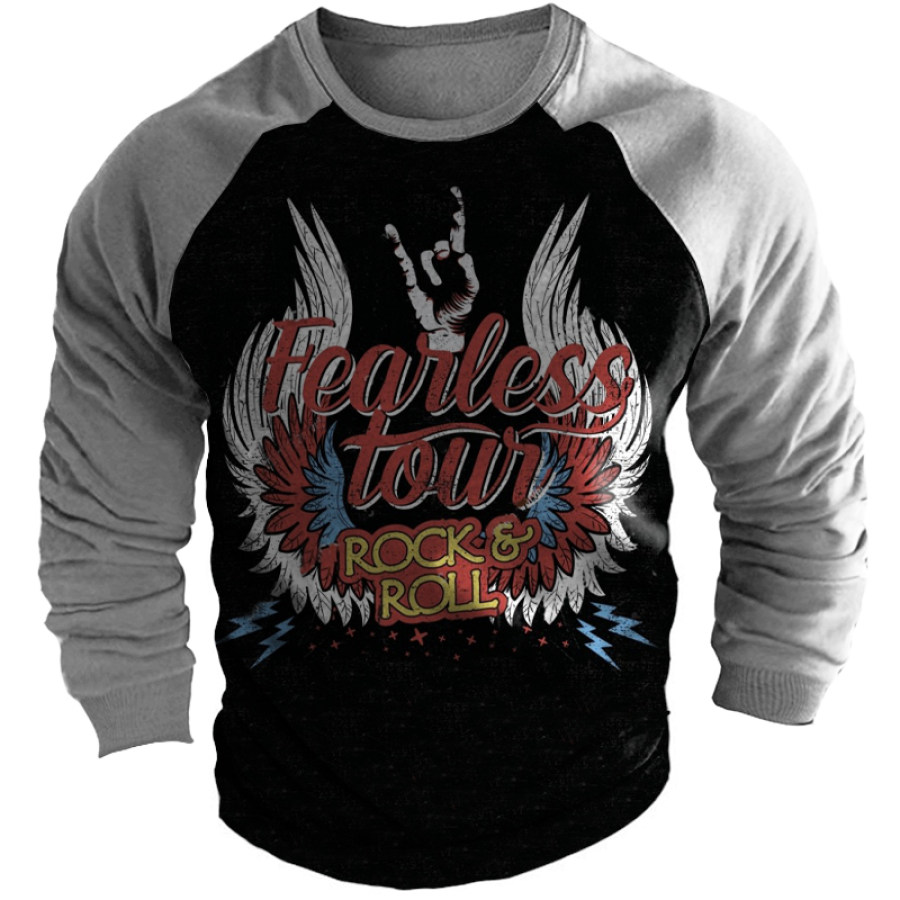 

Men's Rock Wings Patchwork Sweatshirt