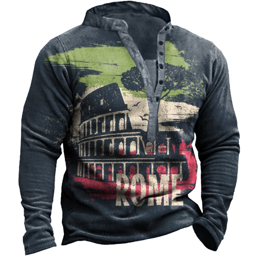 

Rome Wasn't Built In A Day Men's Colosseum Graphic Print Turtleneck Sweatshirt