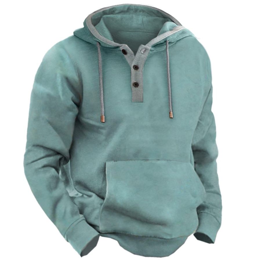 

Men's Outdoor Tactical Western Retro Henley Collar Hoodie