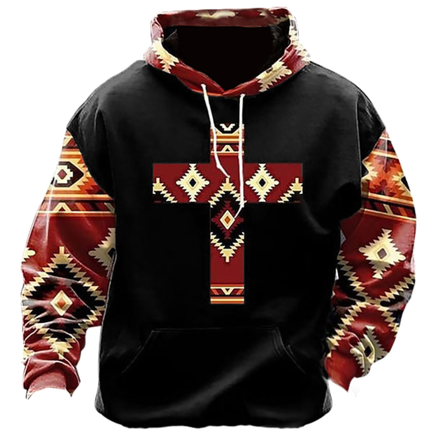 

Men's Vintage Ethnic Print Hoodie