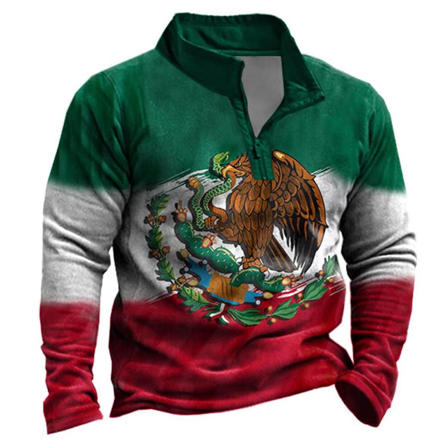 

Men's Outdoor Mexico Flag Print Zipper Sweatshirt