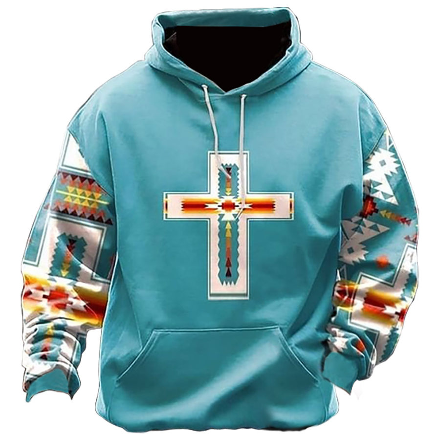 

Men's Vintage Ethnic Print Hoodie