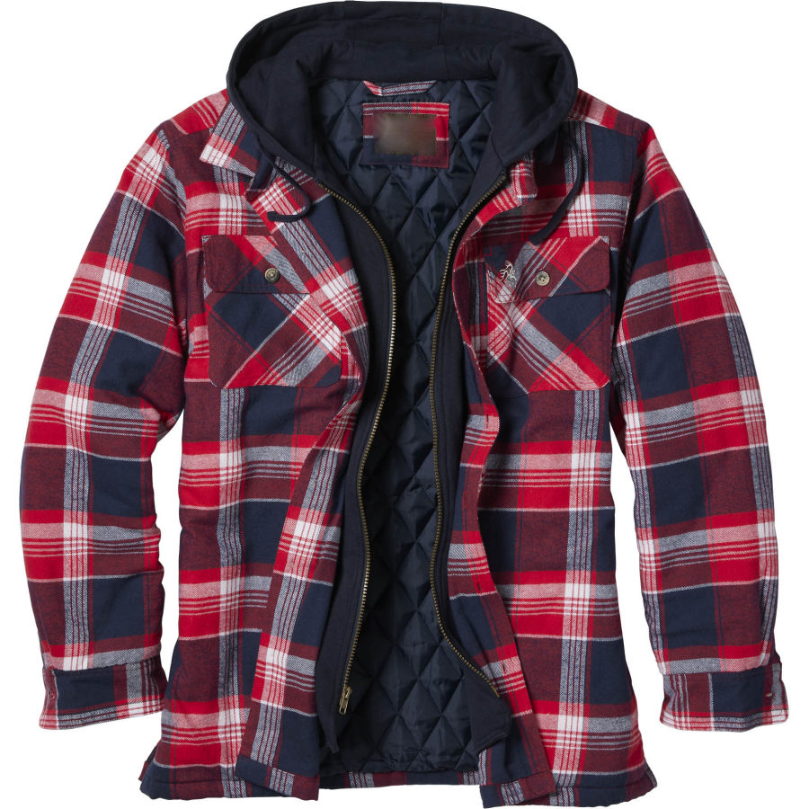 

Men's Plaid Christmas Thickened Warm Fake Two-Piece Hooded Jacket