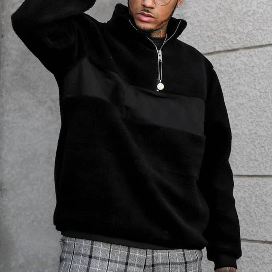 

Men's Pullover Plush Sweater Stitching