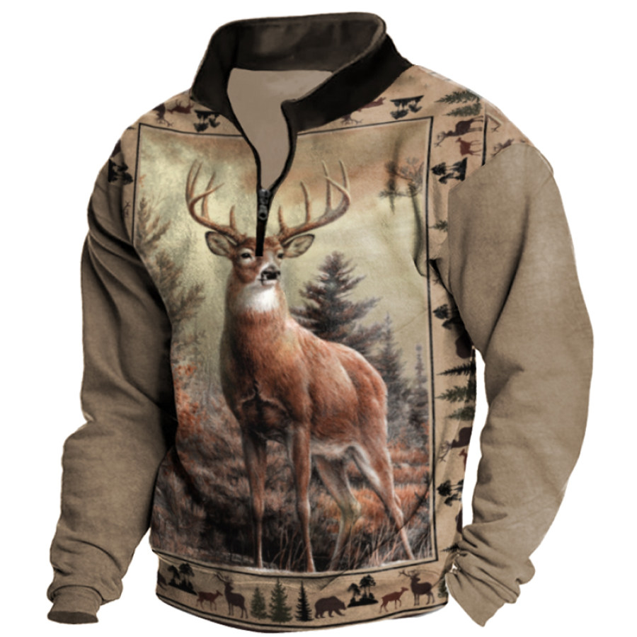

Men's Vintage American Elk Print Sweatshirt