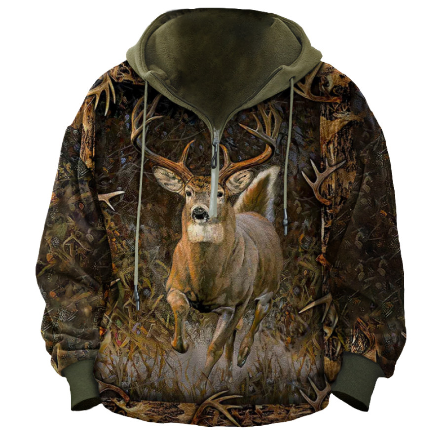 

Men's Vintage American Elk Print Hoodie