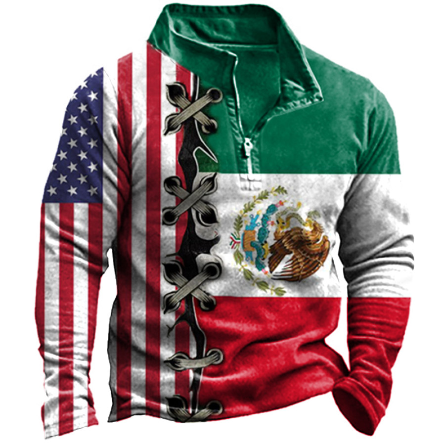 

Men's 2022 World Cup American Mexico Flag Soccer Sweatshirt