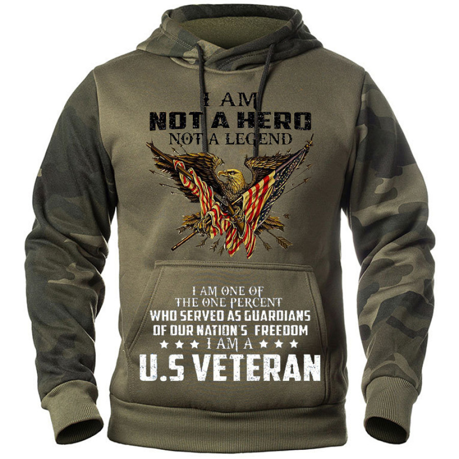 

I'm Not A Hero Men's Veteran Military Camouflage Panel Hoodie