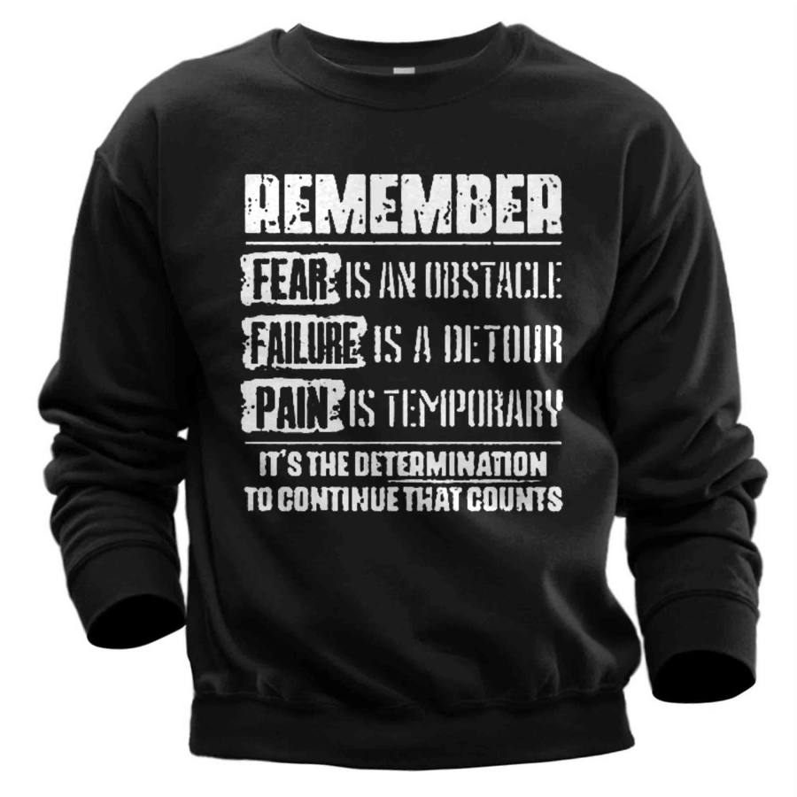 

Men's Remember Fear Is An Obstacle Failure Is A Detour Pain Is Temporary Sweatshirt