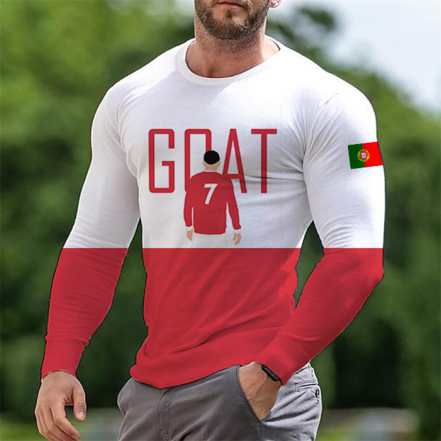 

Men's Portugal Soccer Goat Print Long Sleeve T-Shirt