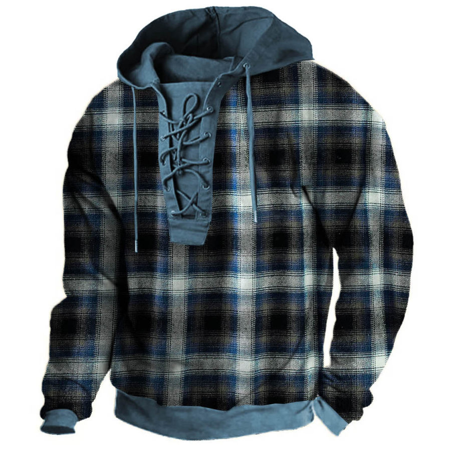 

Men's Winter Plaid Contrast Hoodie