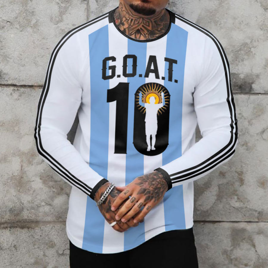 

Men's World Cup GOAT Argentina Soccer Jersey Printed No. 10 Fan T-Shirt