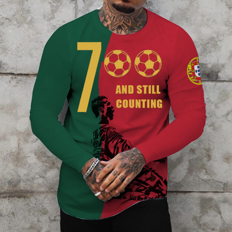 

Men's World Cup Portugal Soccer Print 700 And Still Counting No. 7 Fan T-Shirt