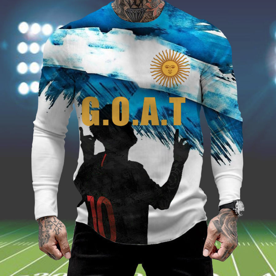 

Men's World Cup Argentina GOAT Soccer Printed No. 10 Fan T-Shirt