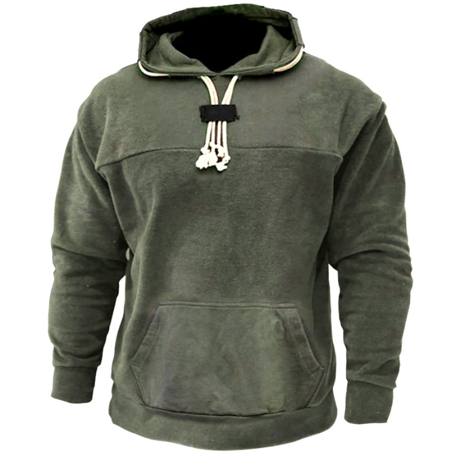 

Men's Retro Outdoor Training Patchwork Pocket Tactical Hoodie