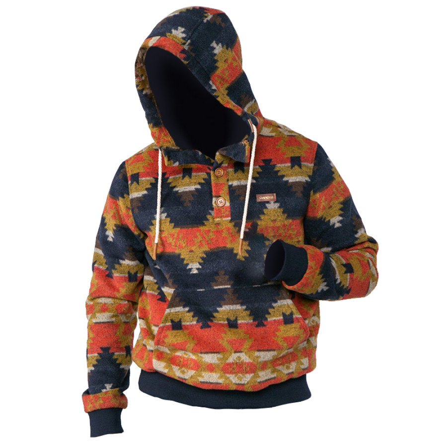 

Men's Retro Western Ethnic Printed Hoodie