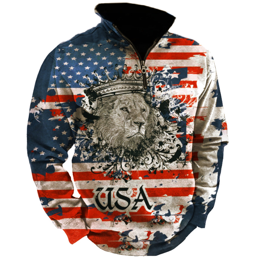 

Men's American Flag Lion Faith Zip Turtleneck Sweatshirt