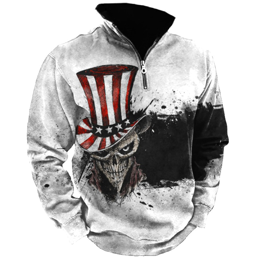

Men's Vintage Clown Tie Dye Zip Turtleneck Sweatshirt
