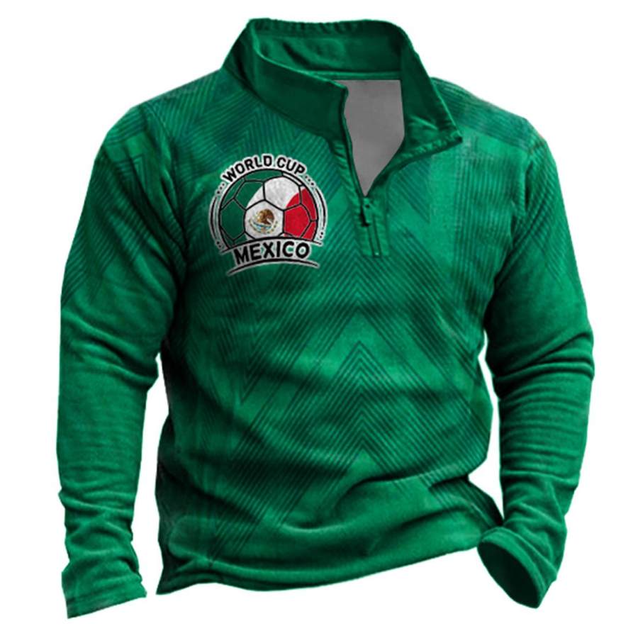 

Men's World Cup Mexico Soccer Print Zipper Sweatshirt