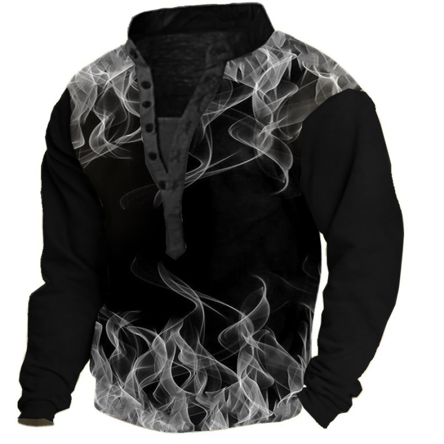 

Men's Abstract Lines Henley Sweatshirt