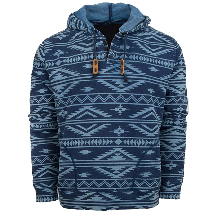 

Men's Outdoor Retro Western Print Hoodie