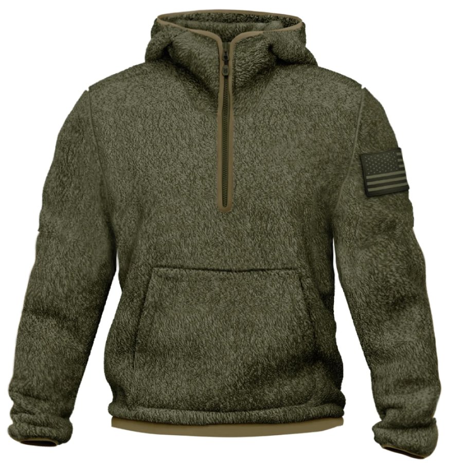 

Men's Tactical Fleece Large Pocket Velcro Zip Hoodie