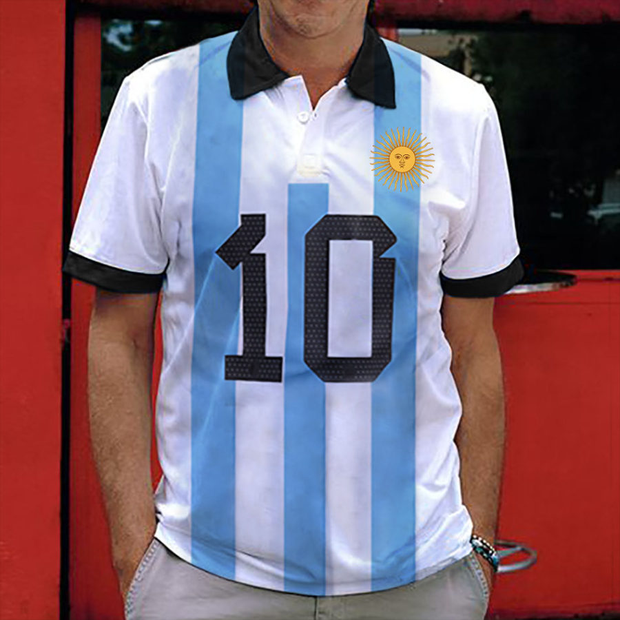 

Men's Argentina Soccer Print Polo T-Shirt