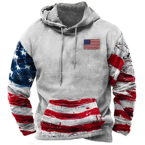 Men's Pocket American Flag Hoodie - Kalesafe.com 