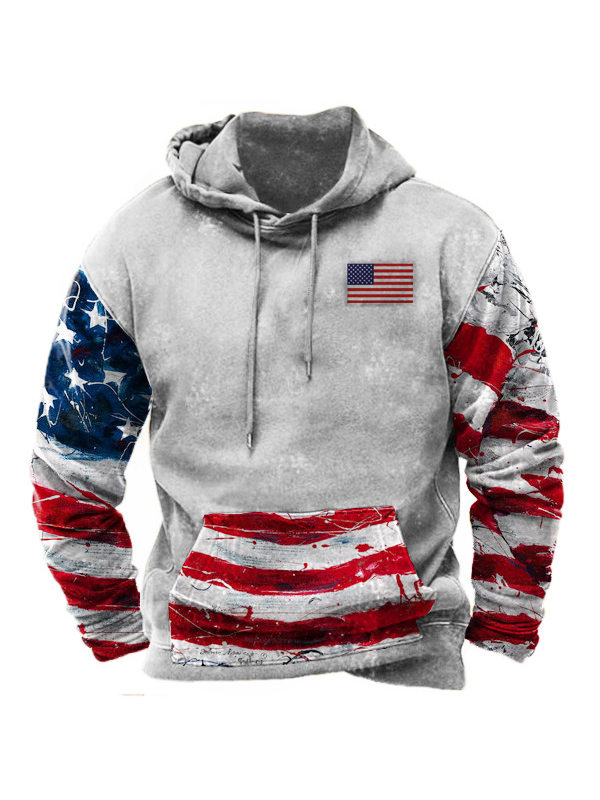 Men's Pocket American Flag Hoodie