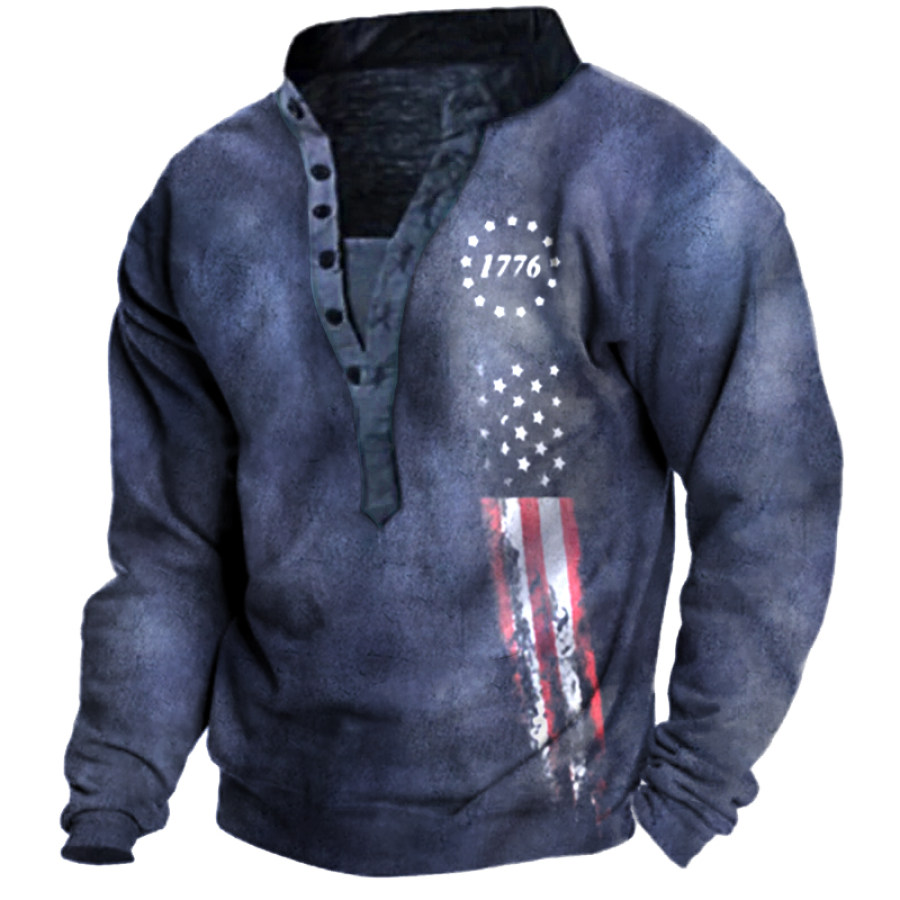 

Men's American Flag Henley Sweatshirt
