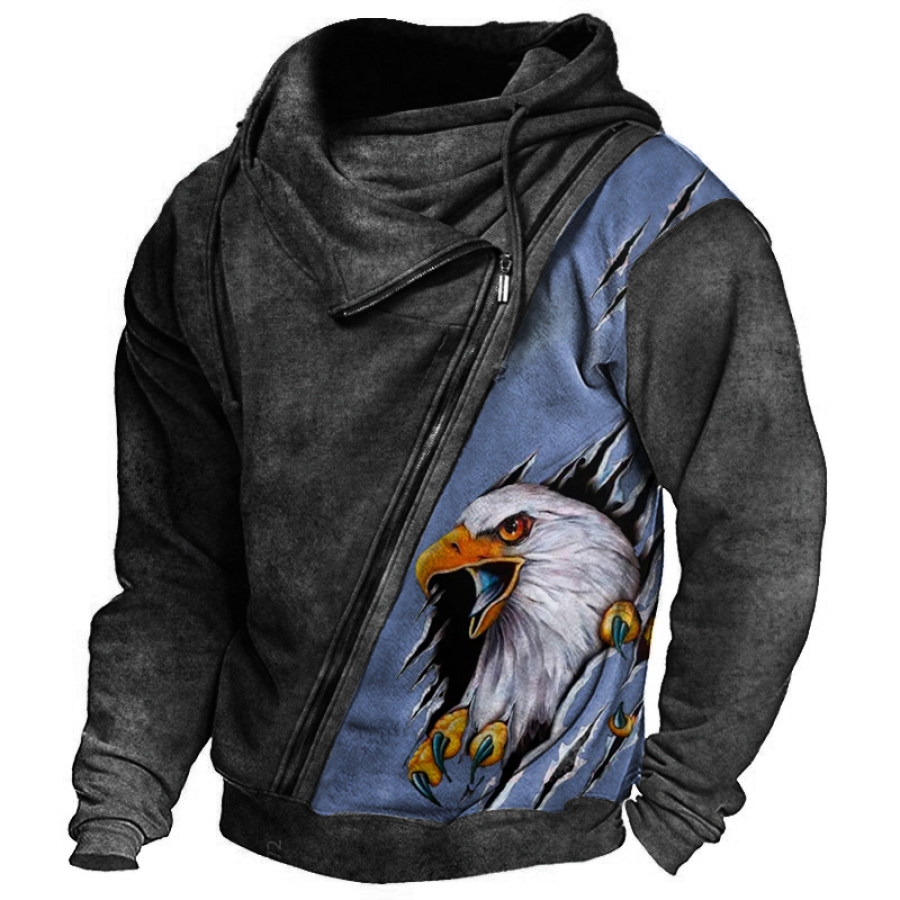 

Men's Vintage Liberty Eagle Print Zip Sweatshirt