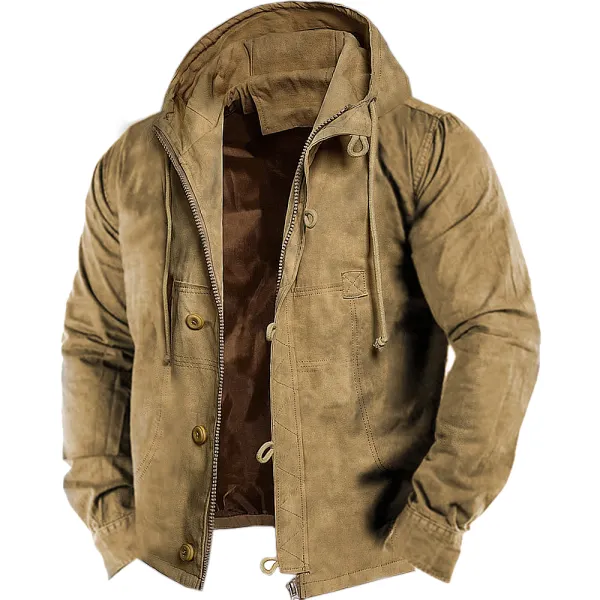 Men's Outdoor Tactical Retro Cargo Hooded Jacket - Sanhive.com 