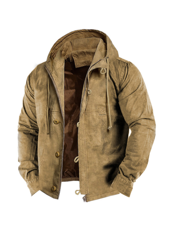 Men's Outdoor Tactical Retro Cargo Hooded Jacket