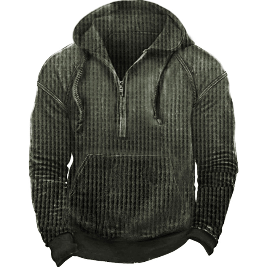 

Men's Waffle Knit Hooded Pocket Sweatshirt