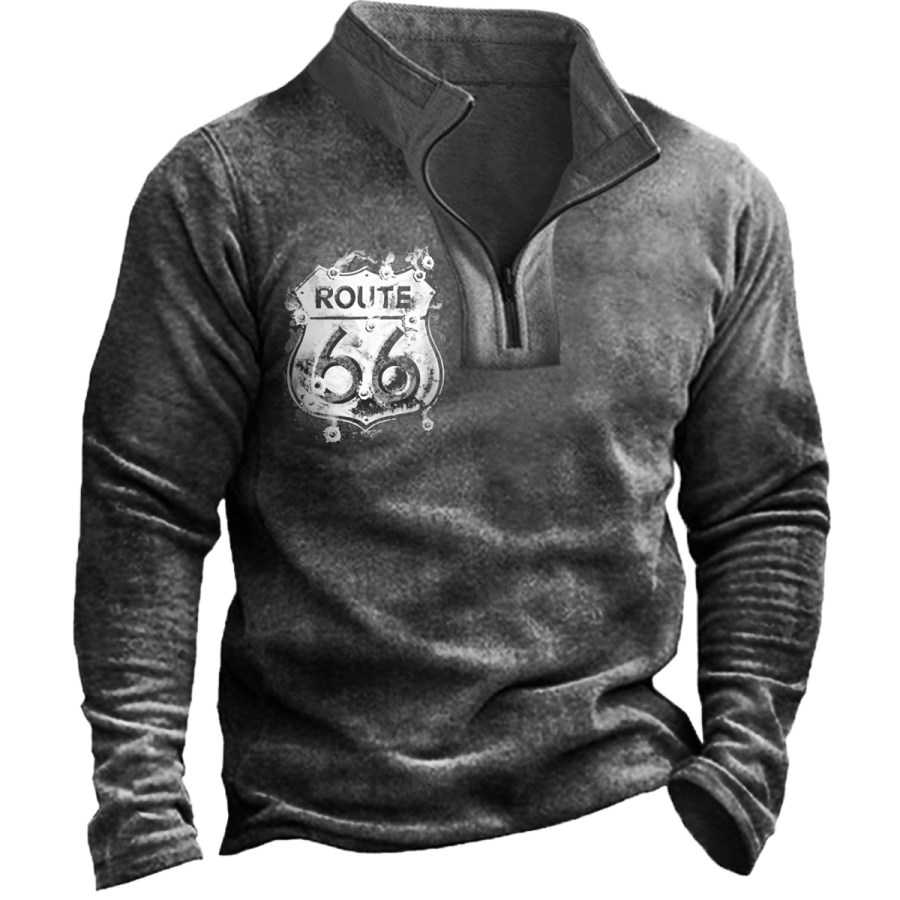 

Men's Vintage Distressed Route 66 Long Sleeve Sweatshirt