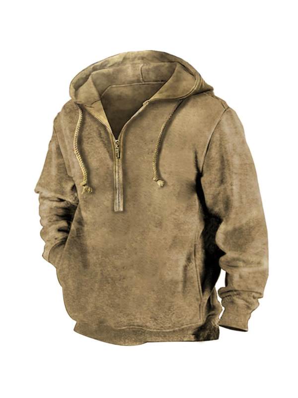 Men's Outdoor Vintage Tactical Pocket Zipper Hoodie