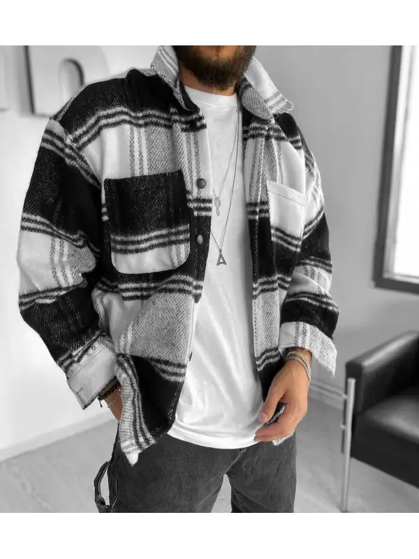 Men's Striped Versatile Long Sleeve Shirt/Jacket - Valiantlive.com 