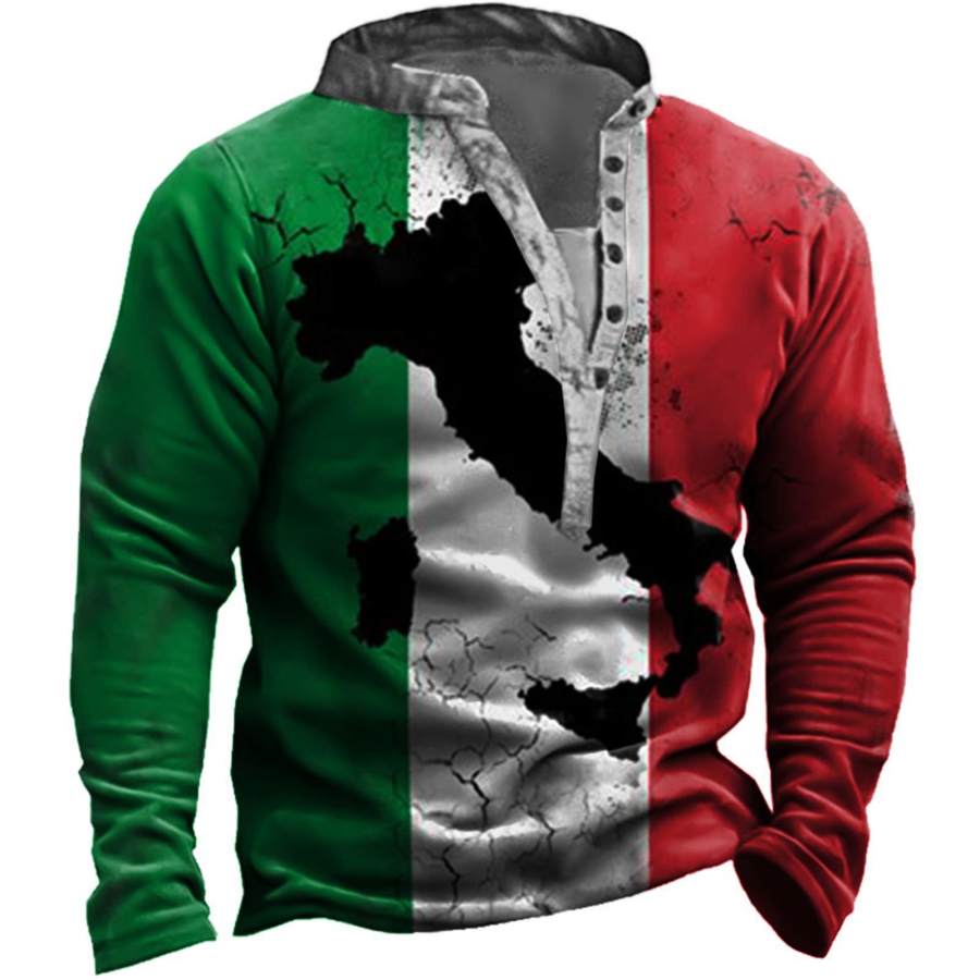 

Men's Outdoor Italy Flag Henley Sweatshirt
