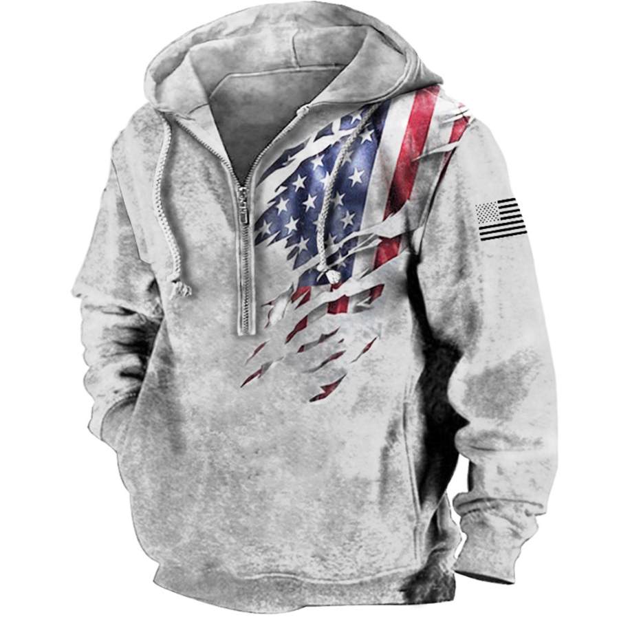

Men's Outdoor American Flag Pocket Zipper Hoodie