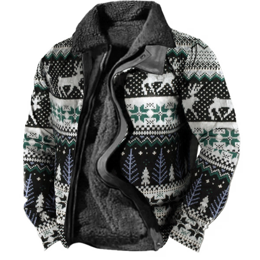 

Men's Vintage Thick Lapel Fleece Christmas Jacket