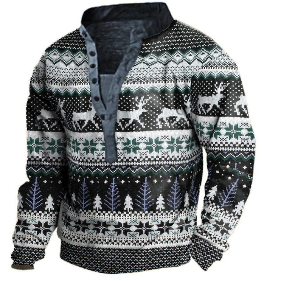 

Men's Christmas Henley Sweatshirt