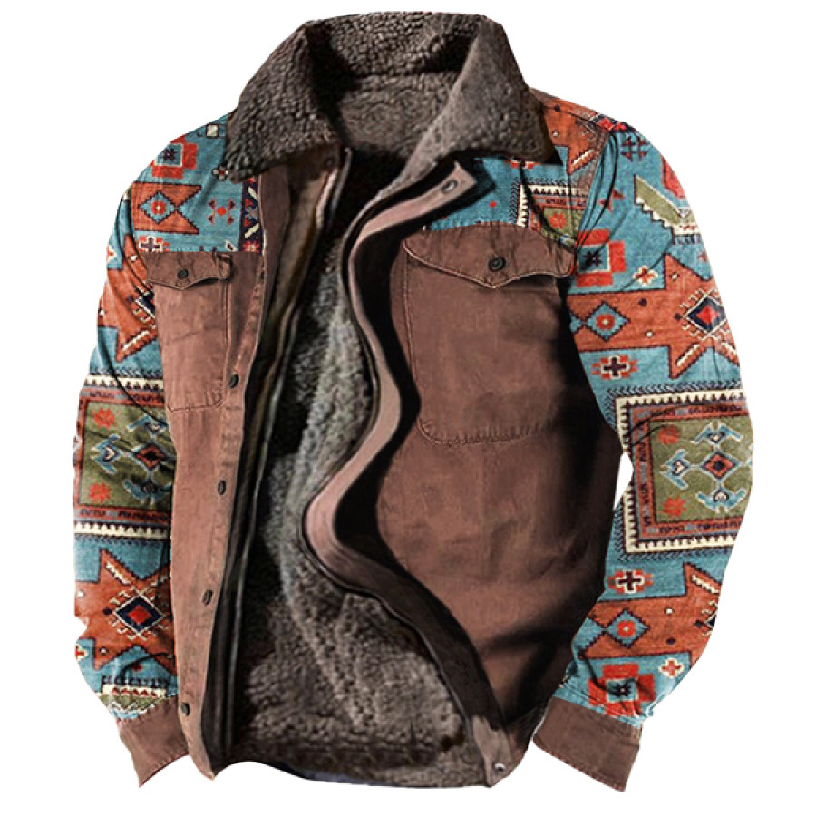 

Men's Tribal Print Patchwork Ethnic Boho Jacket