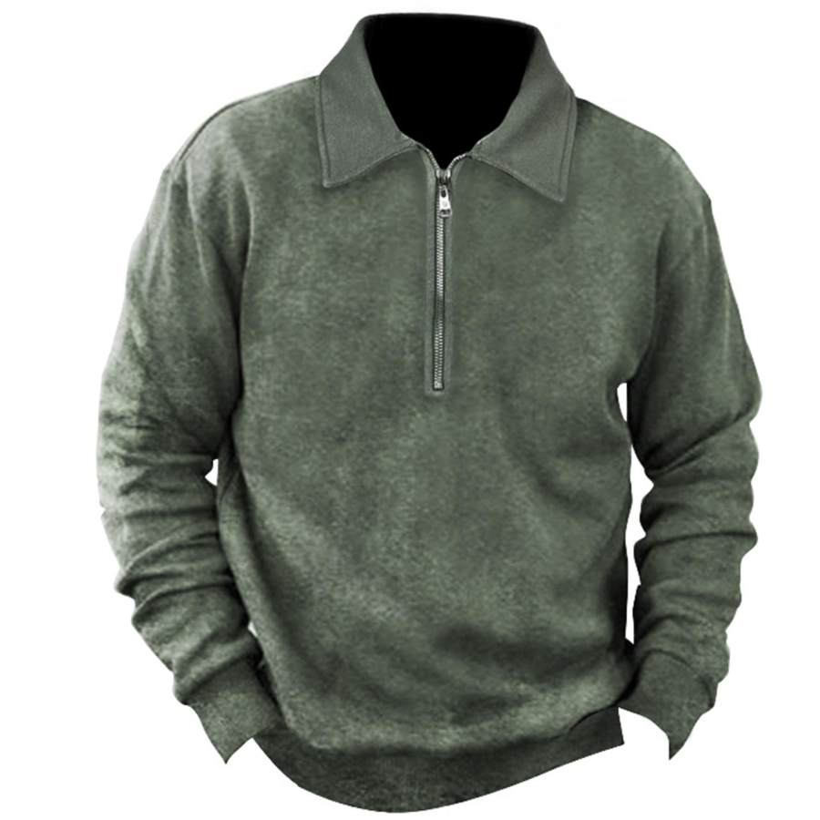 

Men's Outdoor Vintage Tactical Zipper Polo Sweatshirt