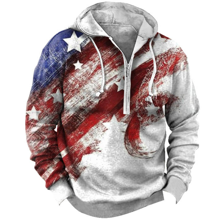 

Men's Outdoor American Flag Print Zipper Hoodie