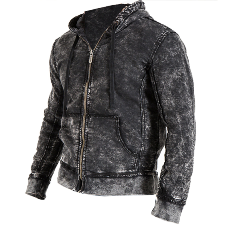 

Men's Vintage Wash Print Men's Zip Hoodie Sweatshirt