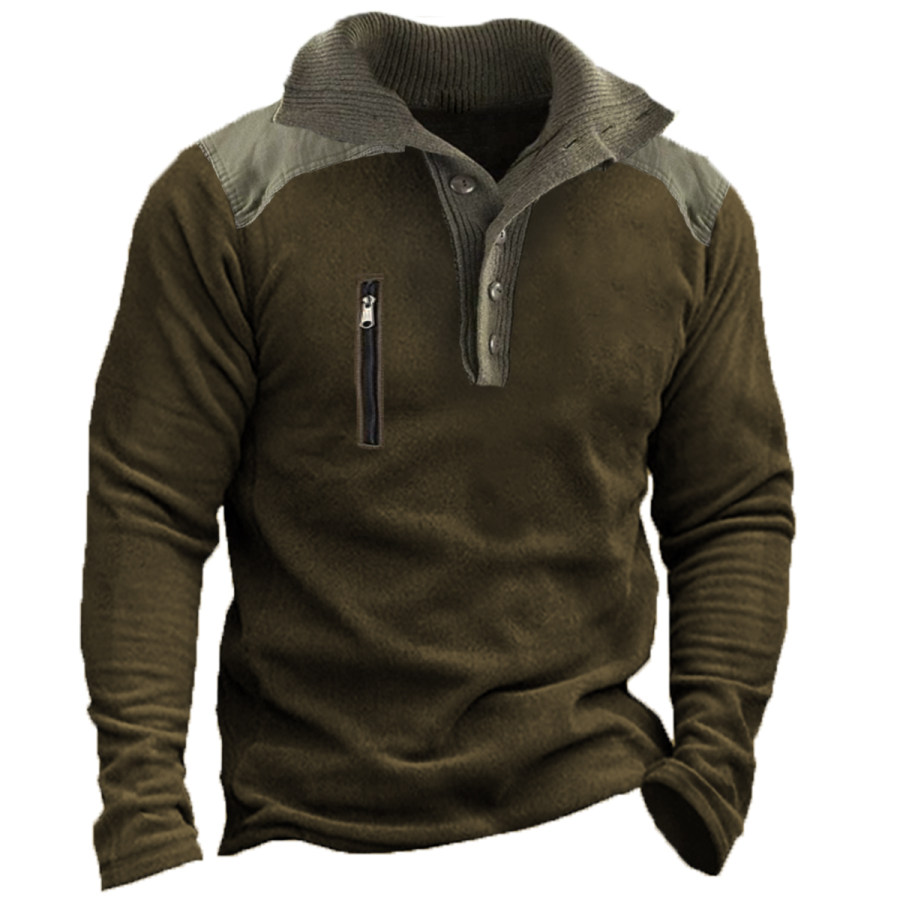 

Men's Vintage Distressed Patchwork Long Sleeve Sweatshirt