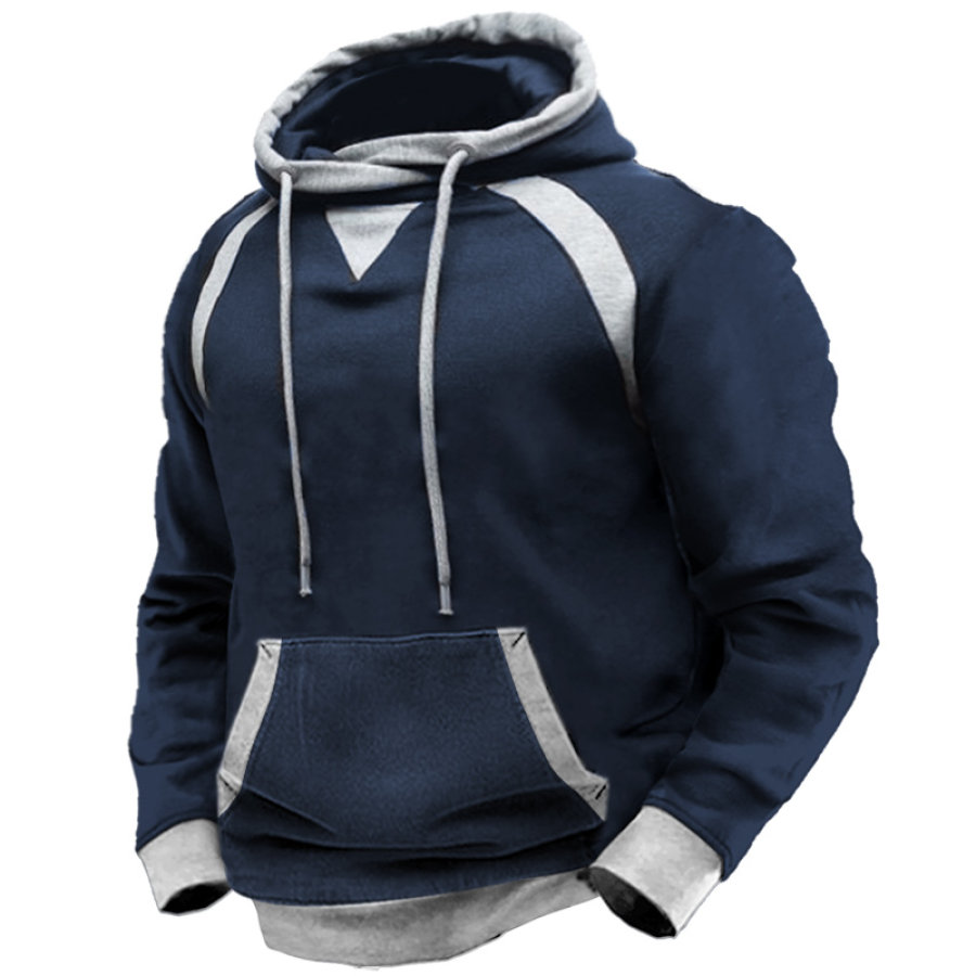 

Men's Vintage Contrast Panel Pocket Hoodie