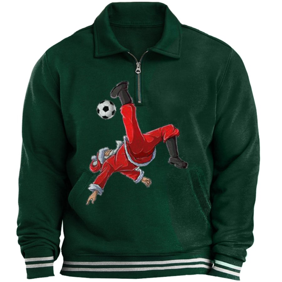 

Santa Soccer Men's Zipper Half Turtleneck Sweatshirt